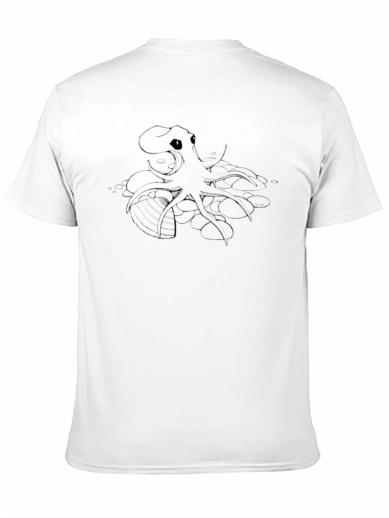 Mens Black T-Shirt with Octopus Graphic