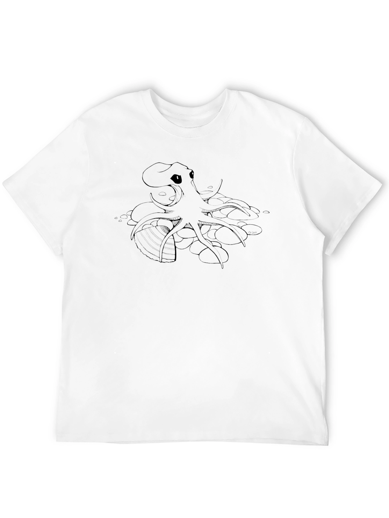 Mens Black T-Shirt with Octopus Graphic
