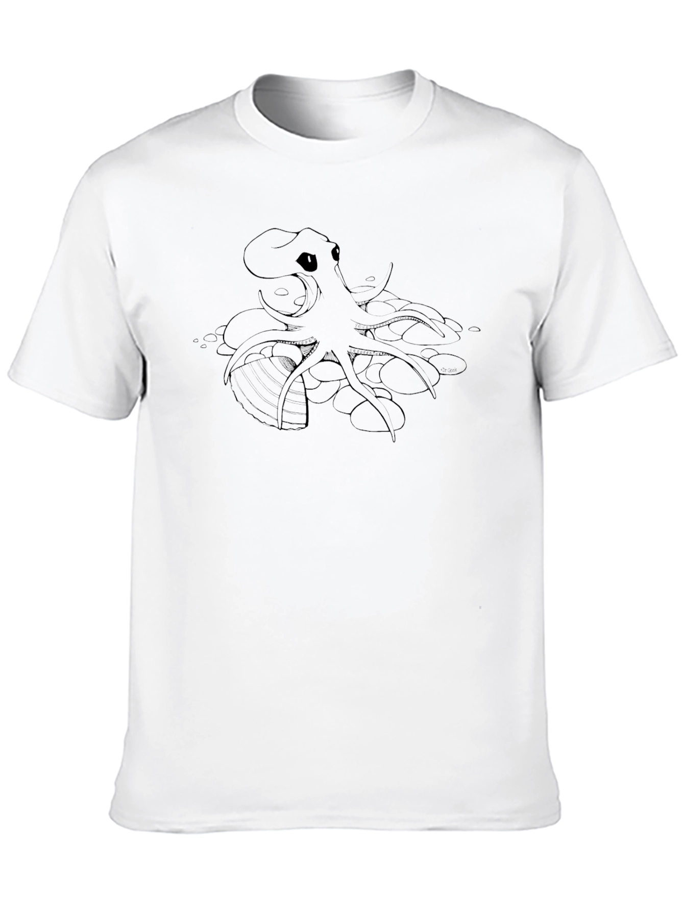 Mens Black T-Shirt with Octopus Graphic