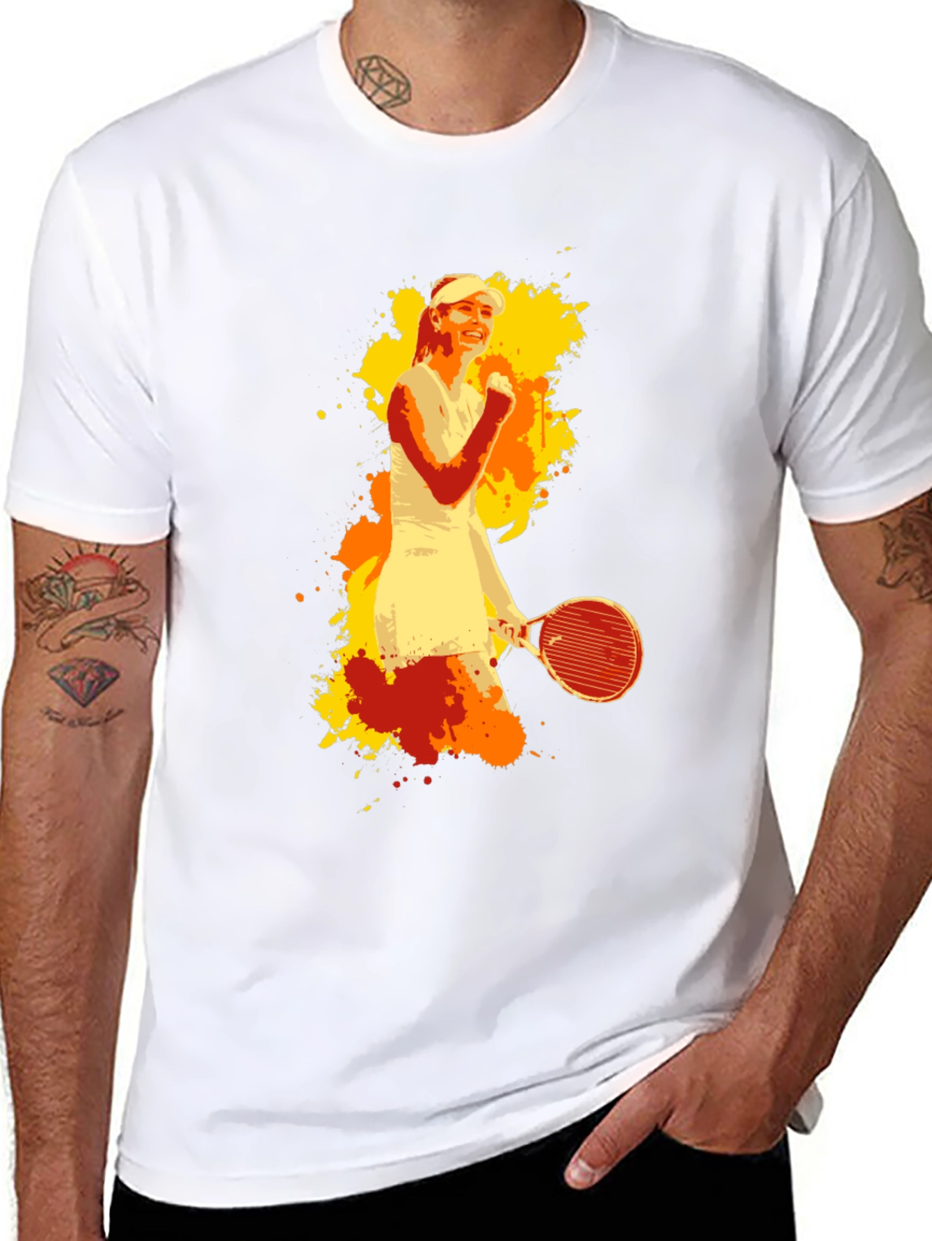 Tennis Player Graphic Tee - Mens Black T-Shirt