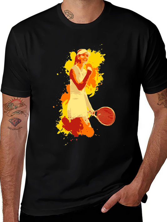 Tennis Player Graphic Tee - Mens Black T-Shirt