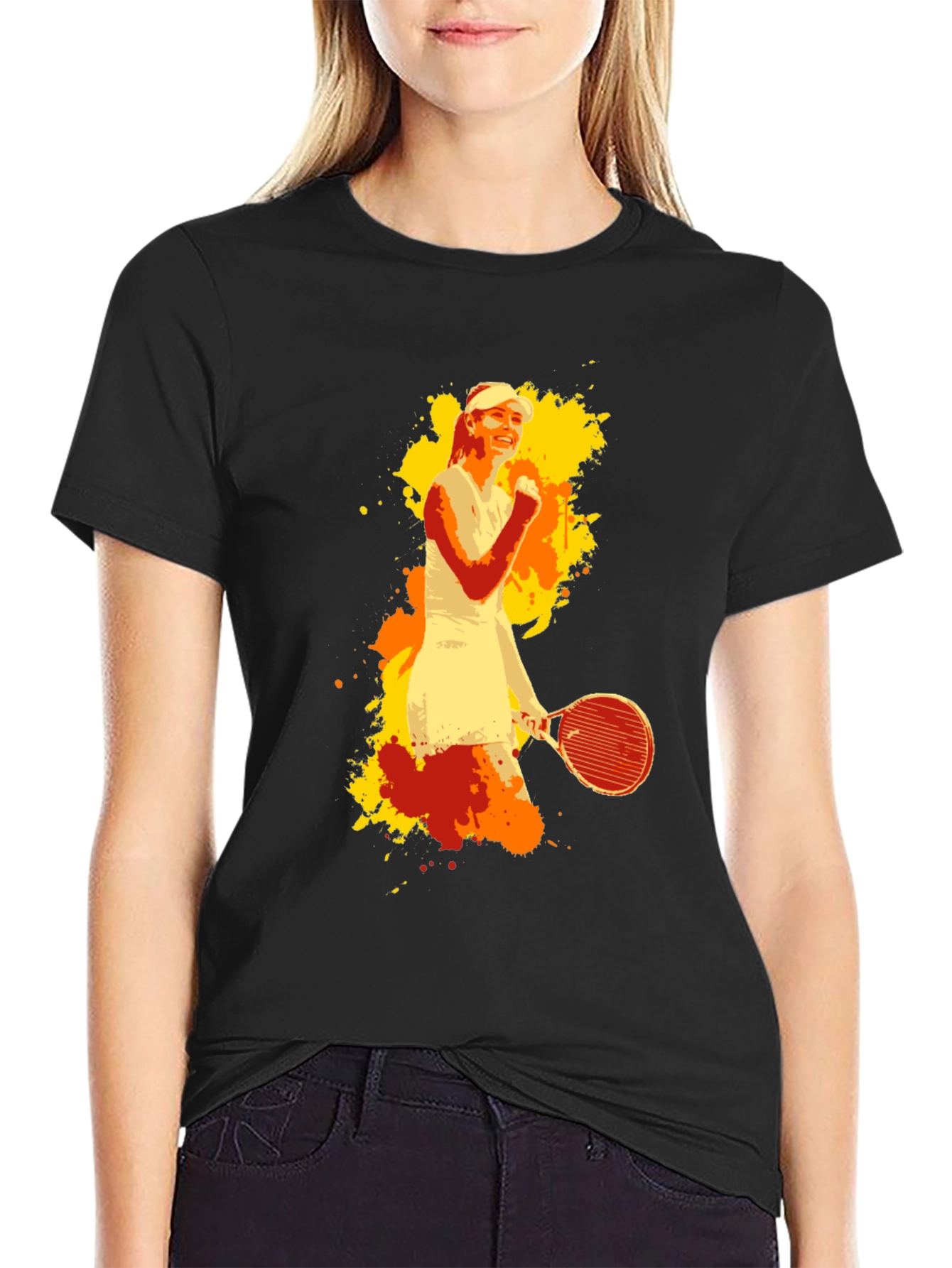 Tennis Player Graphic Tee - Mens Black T-Shirt