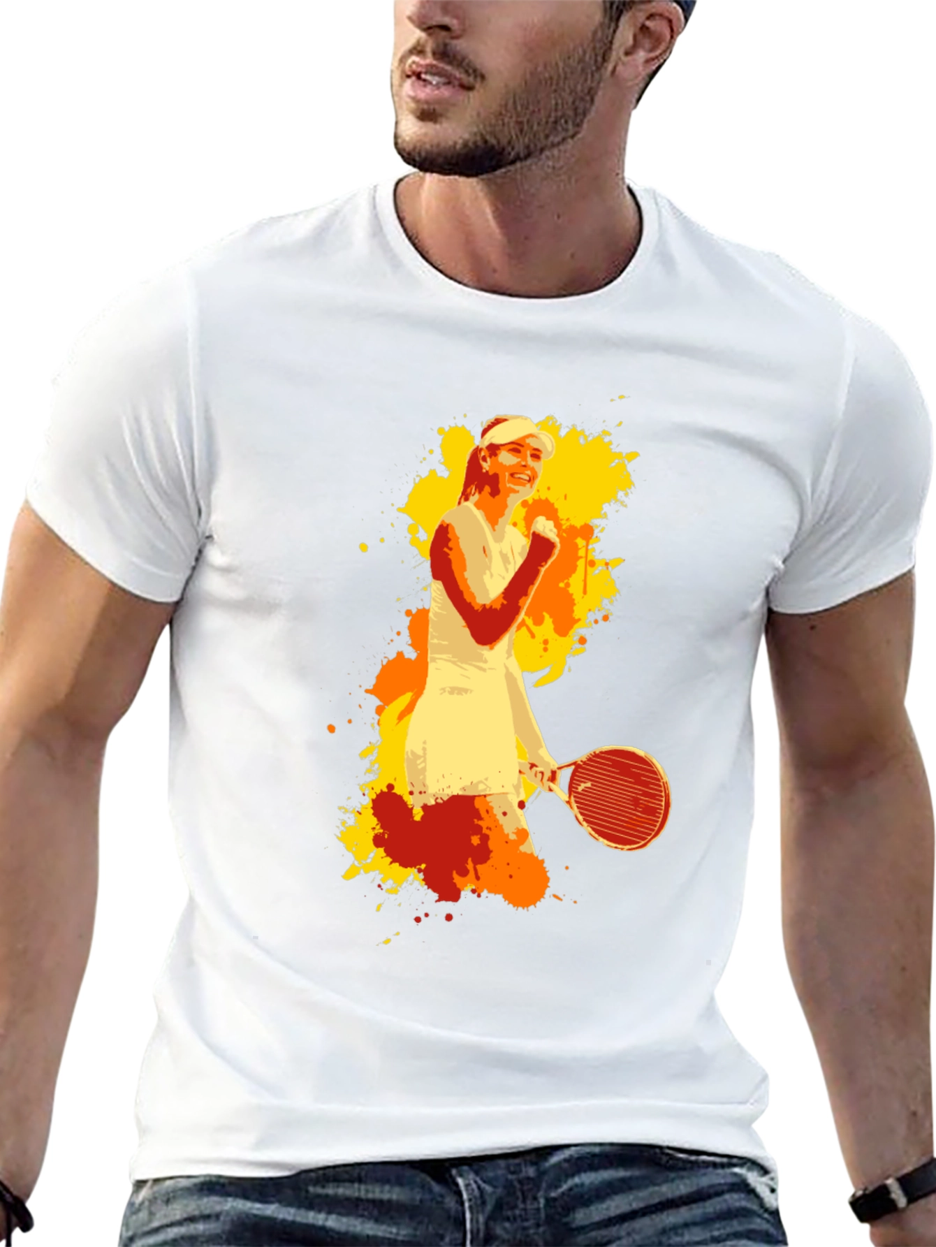 Tennis Player Graphic Tee - Mens Black T-Shirt
