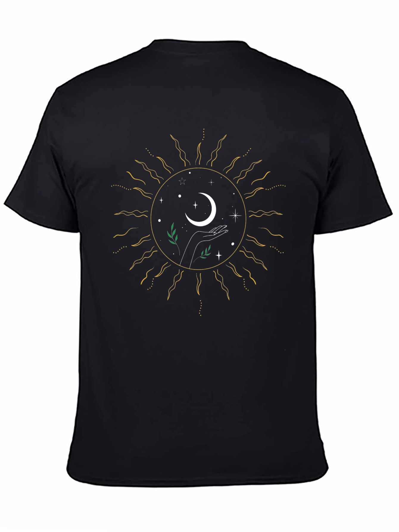 Celestial Sun & Moon Graphic Tee - Black