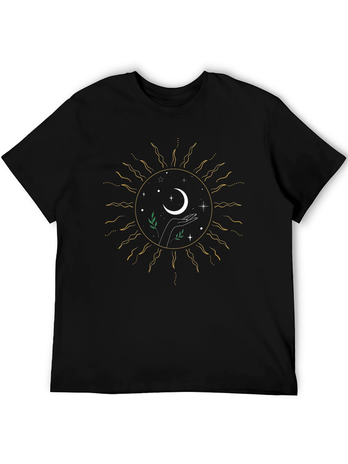 Celestial Sun & Moon Graphic Tee - Black
