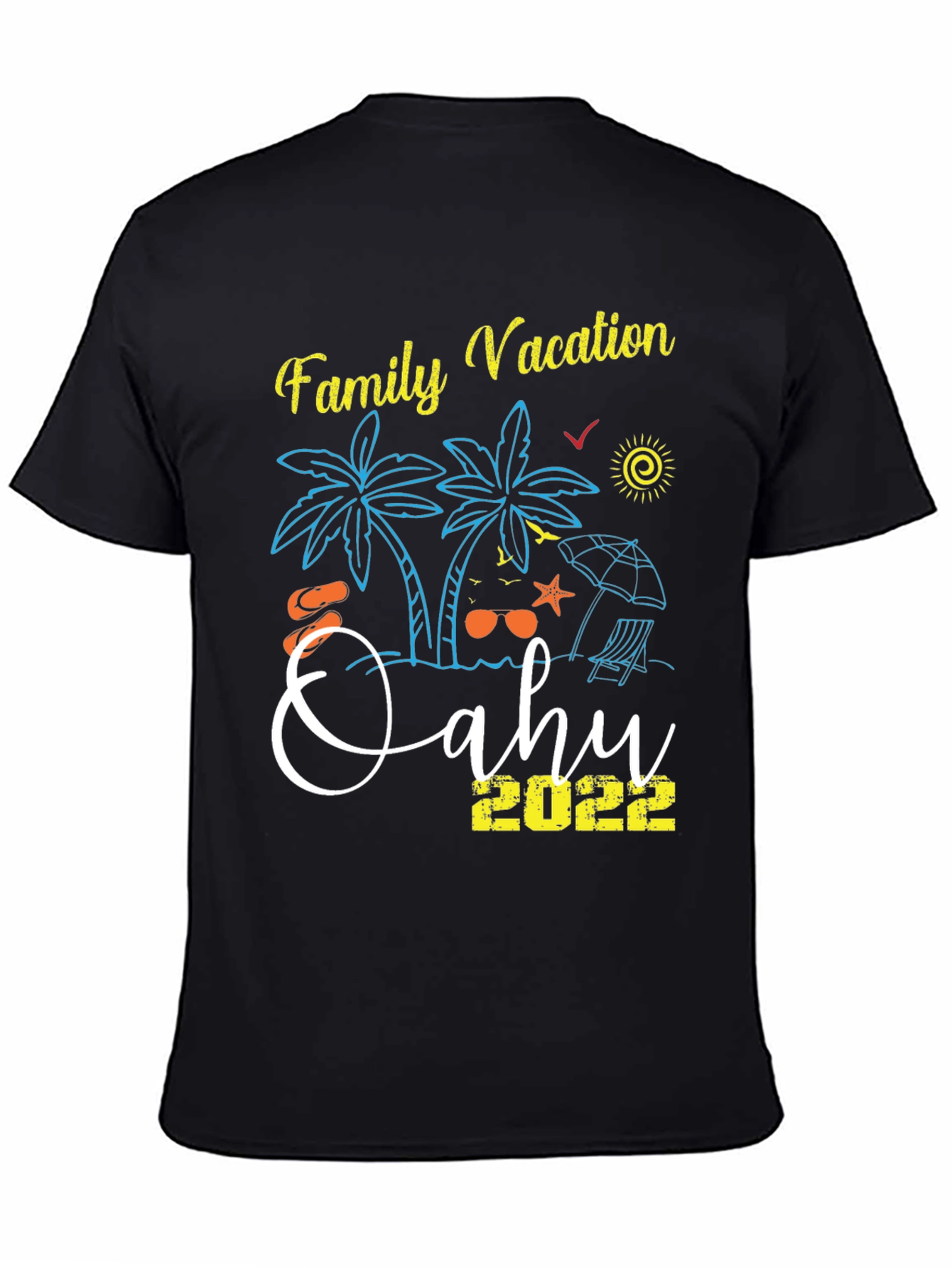 Family Vacation Oahu 2022 Black T-Shirt