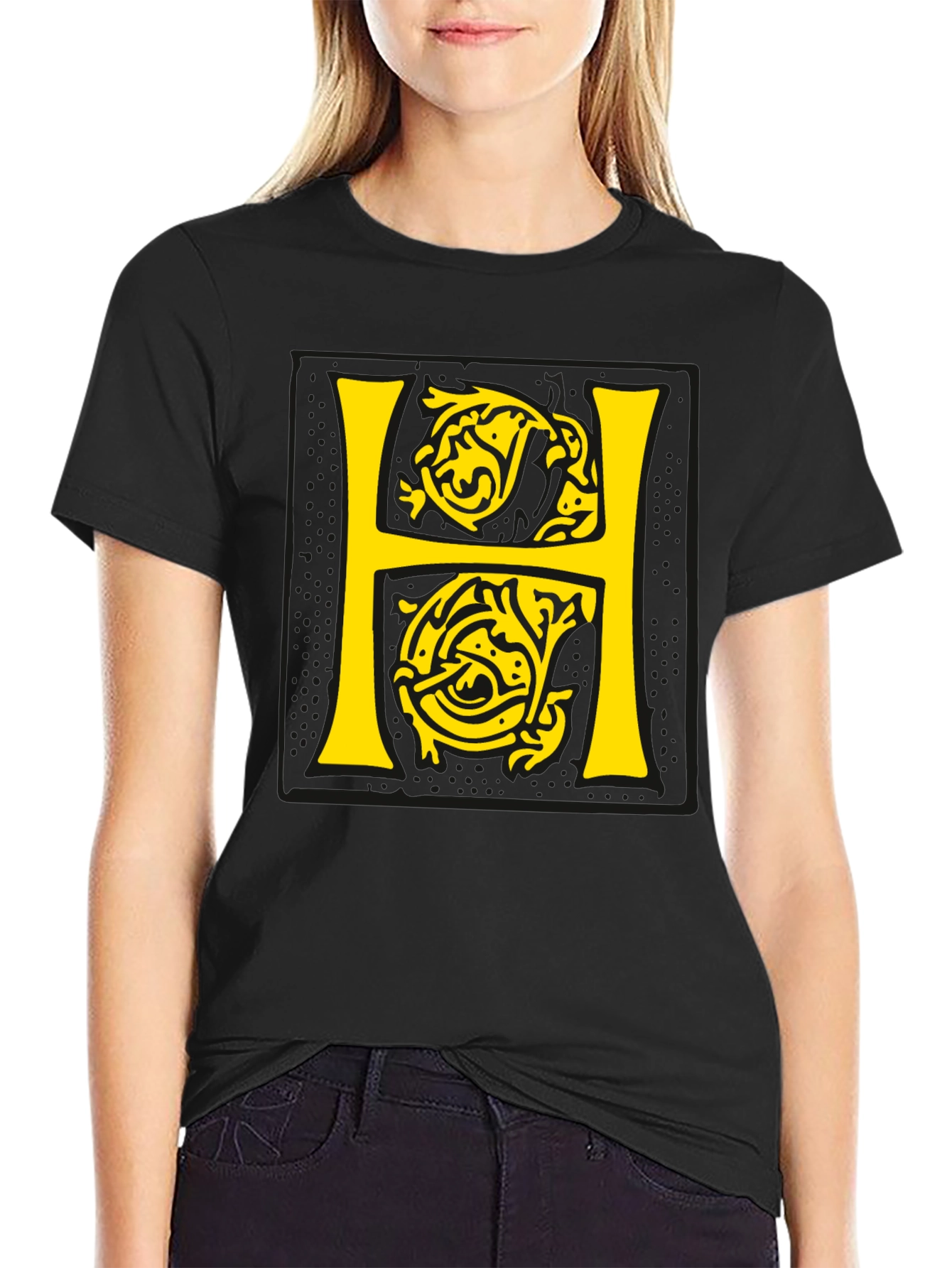 Letter H Graphic Print T-Shirt - Stylish Mens Tee