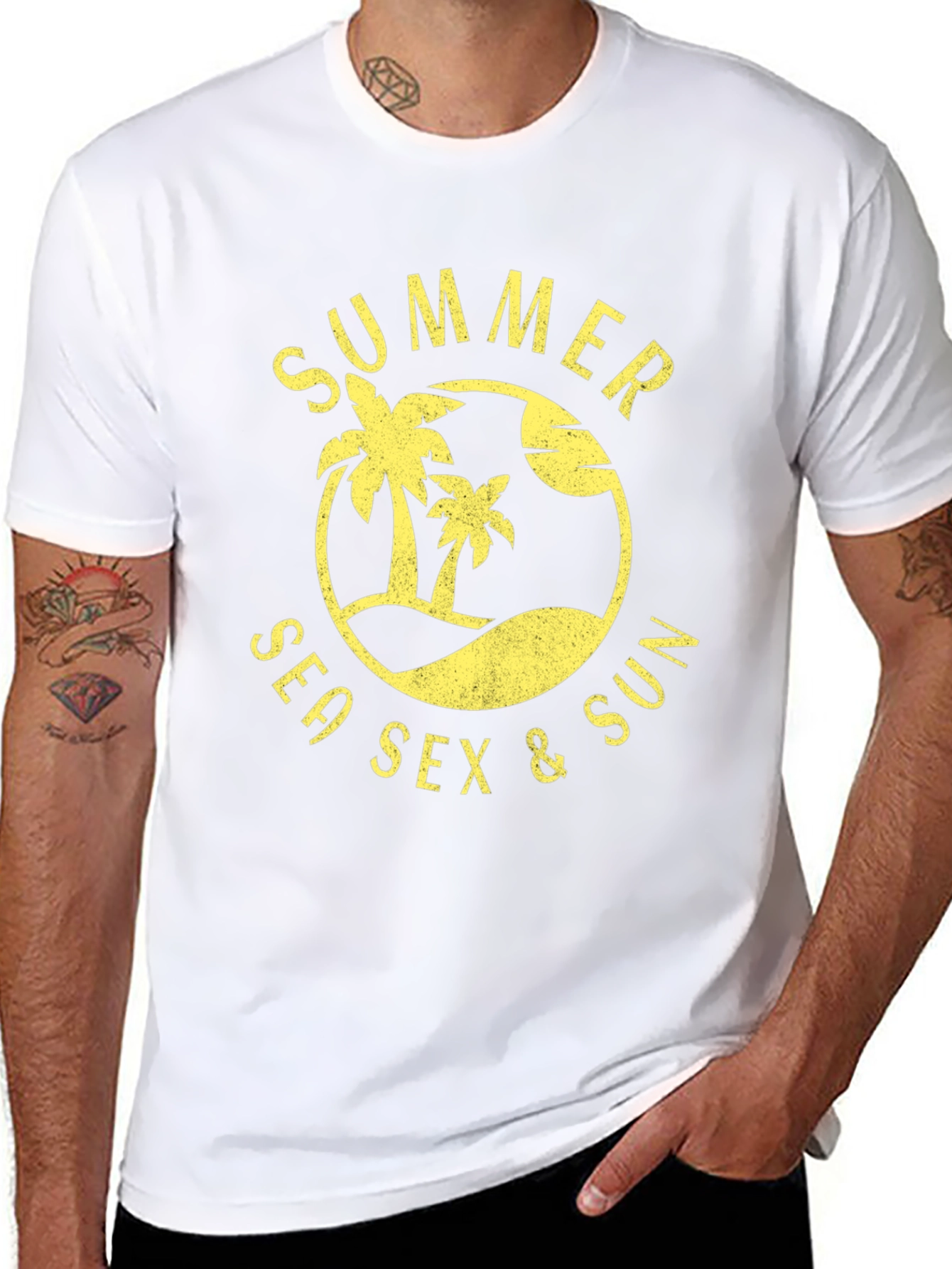 Summer Sea Sex & Sun Graphic Tee - Black