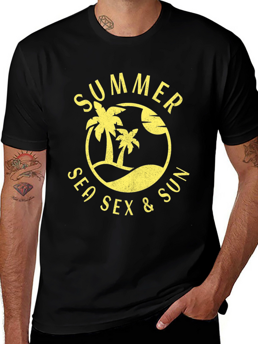 Summer Sea Sex & Sun Graphic Tee - Black