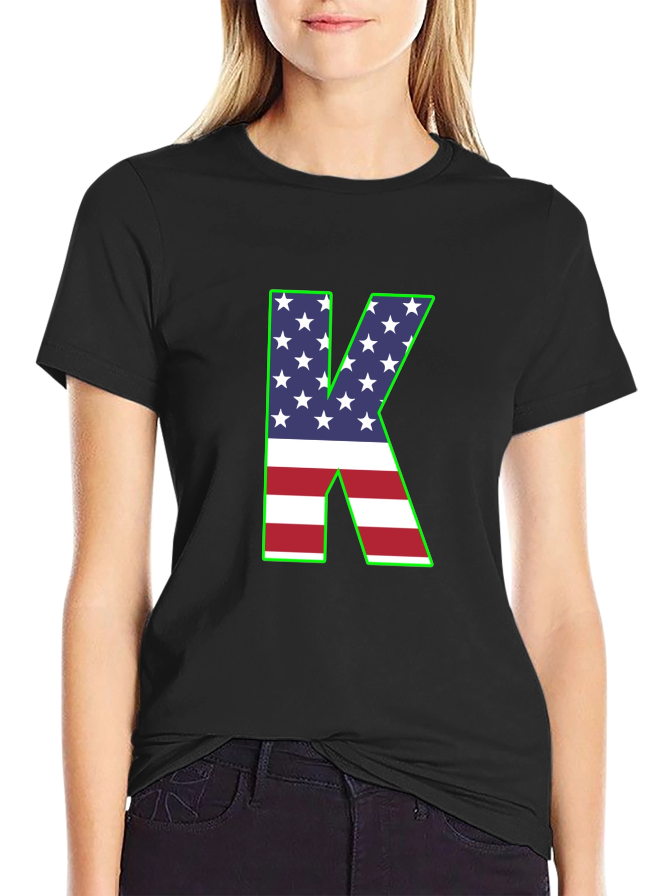 Letter K USA Flag T-Shirt