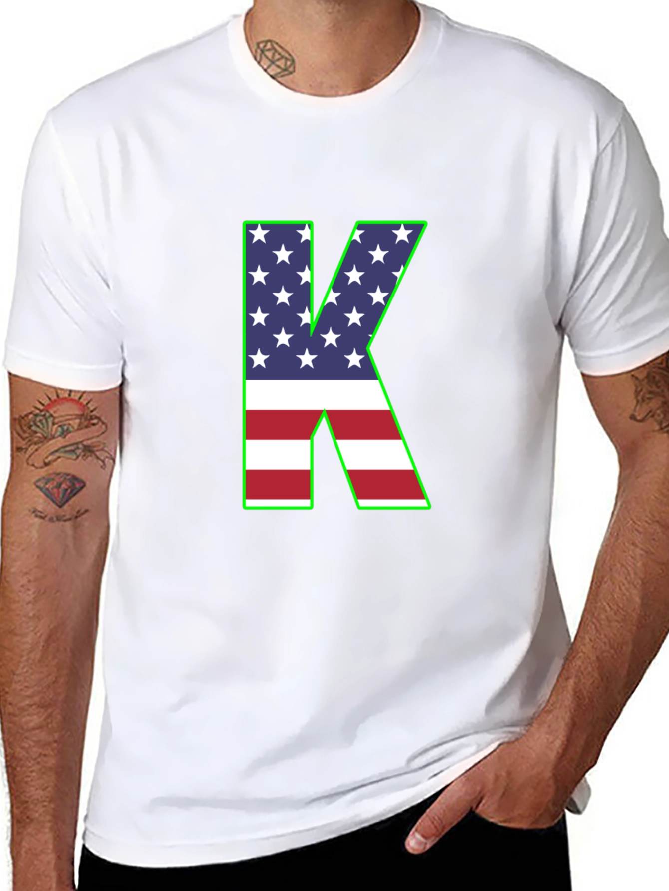 Letter K USA Flag T-Shirt