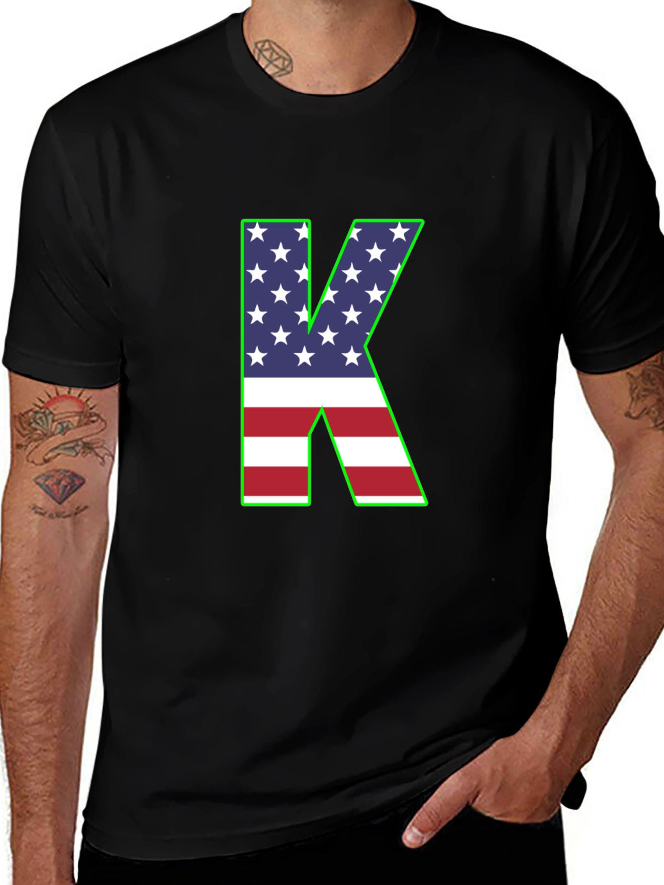 Letter K USA Flag T-Shirt