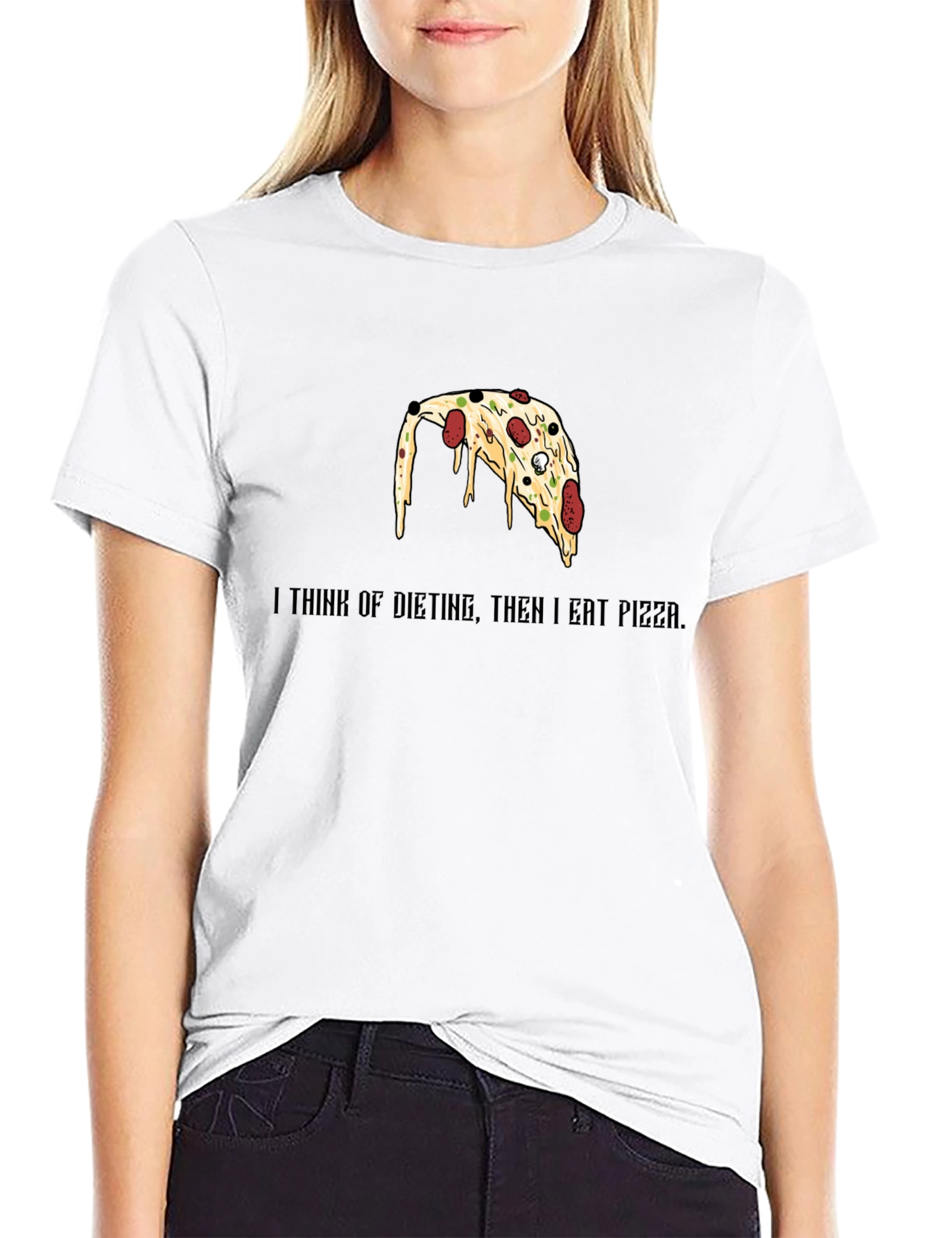 Pizza Lovers Black T-Shirt - Funny Diet Saying