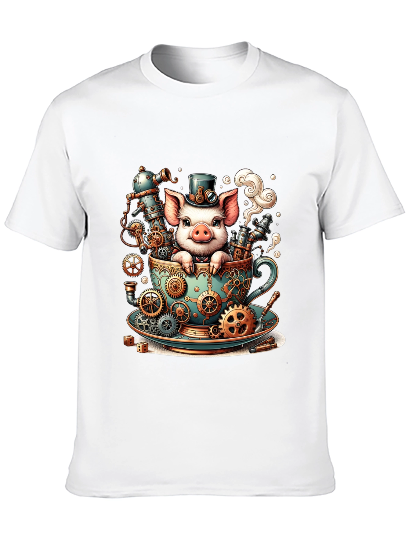 Steampunk Pig in a Teacup T-Shirt