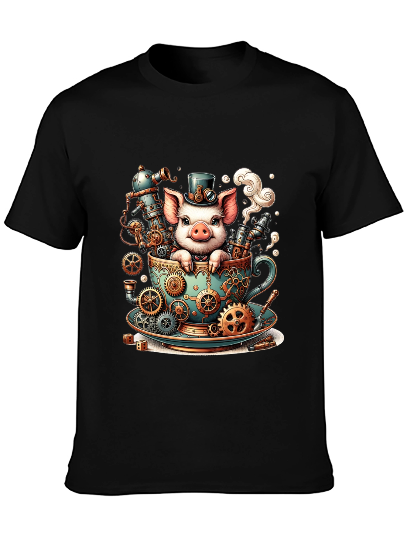 Steampunk Pig in a Teacup T-Shirt