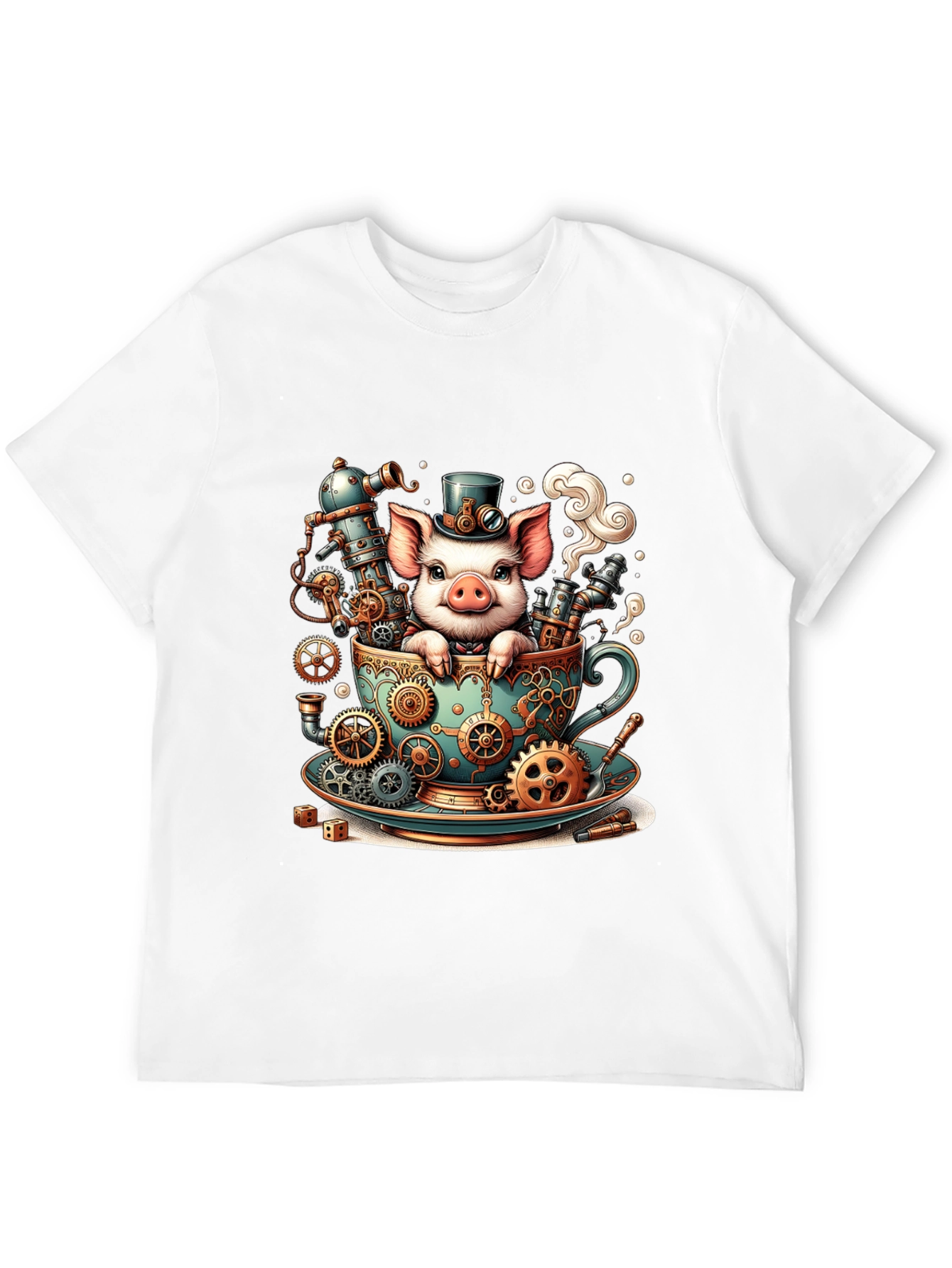 Steampunk Pig in a Teacup T-Shirt
