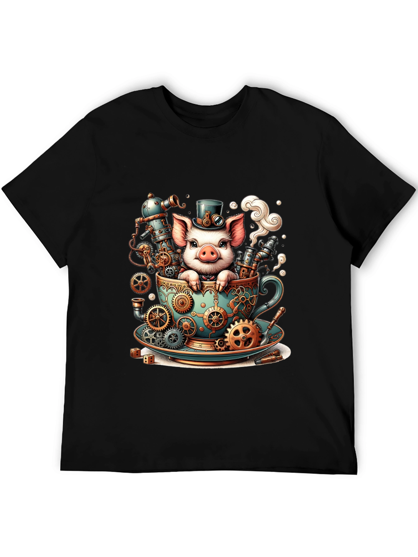 Steampunk Pig in a Teacup T-Shirt