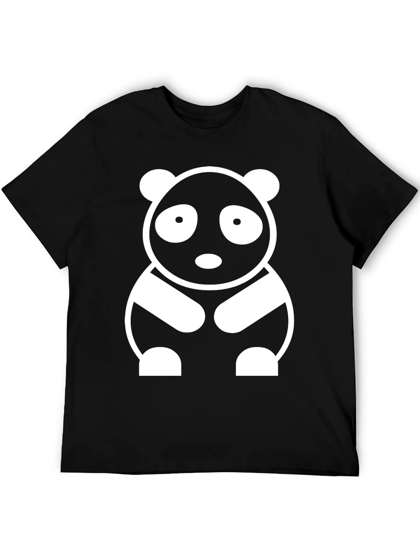 Cute Panda Graphic Tee - Black Cotton T-Shirt