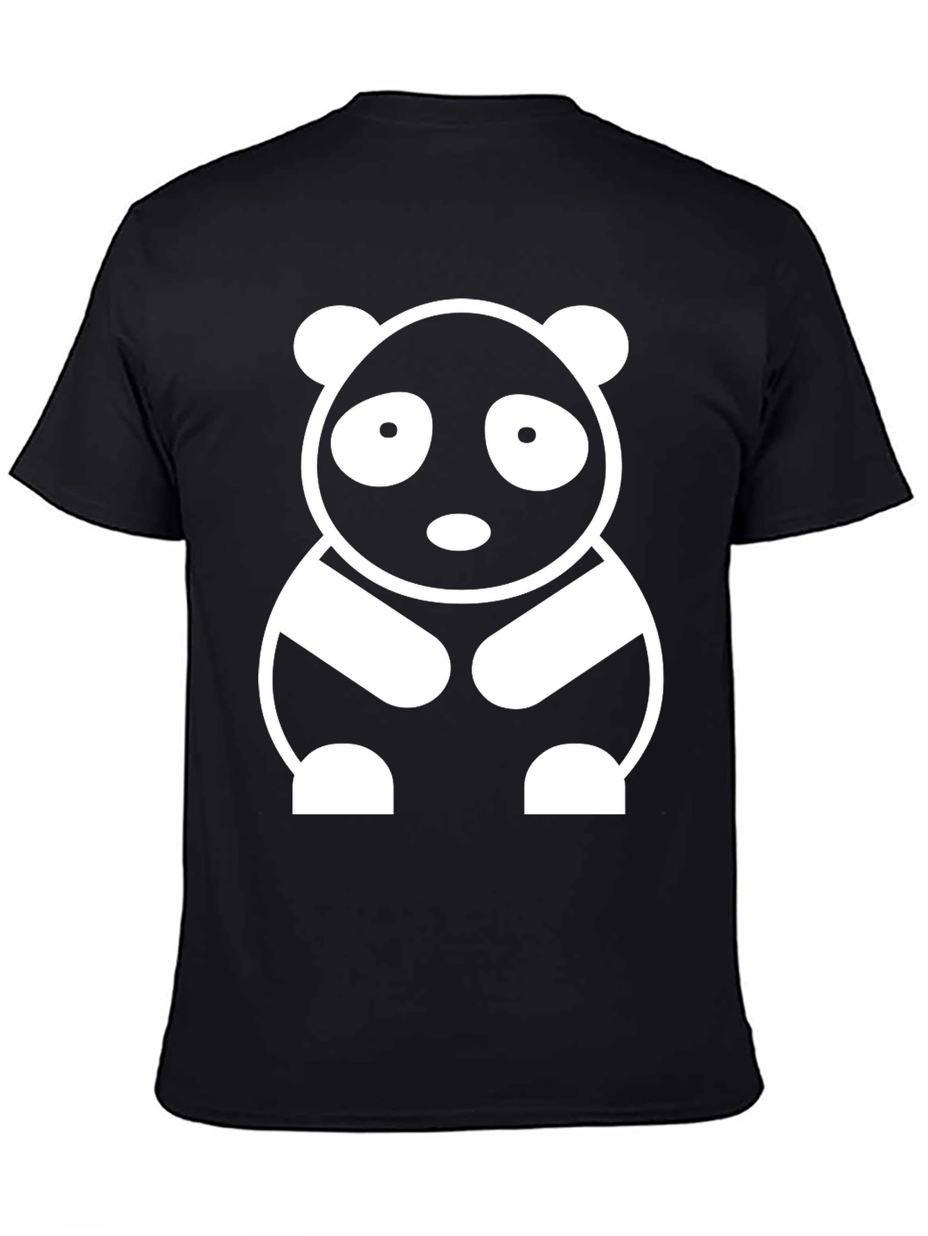 Cute Panda Graphic Tee - Black Cotton T-Shirt