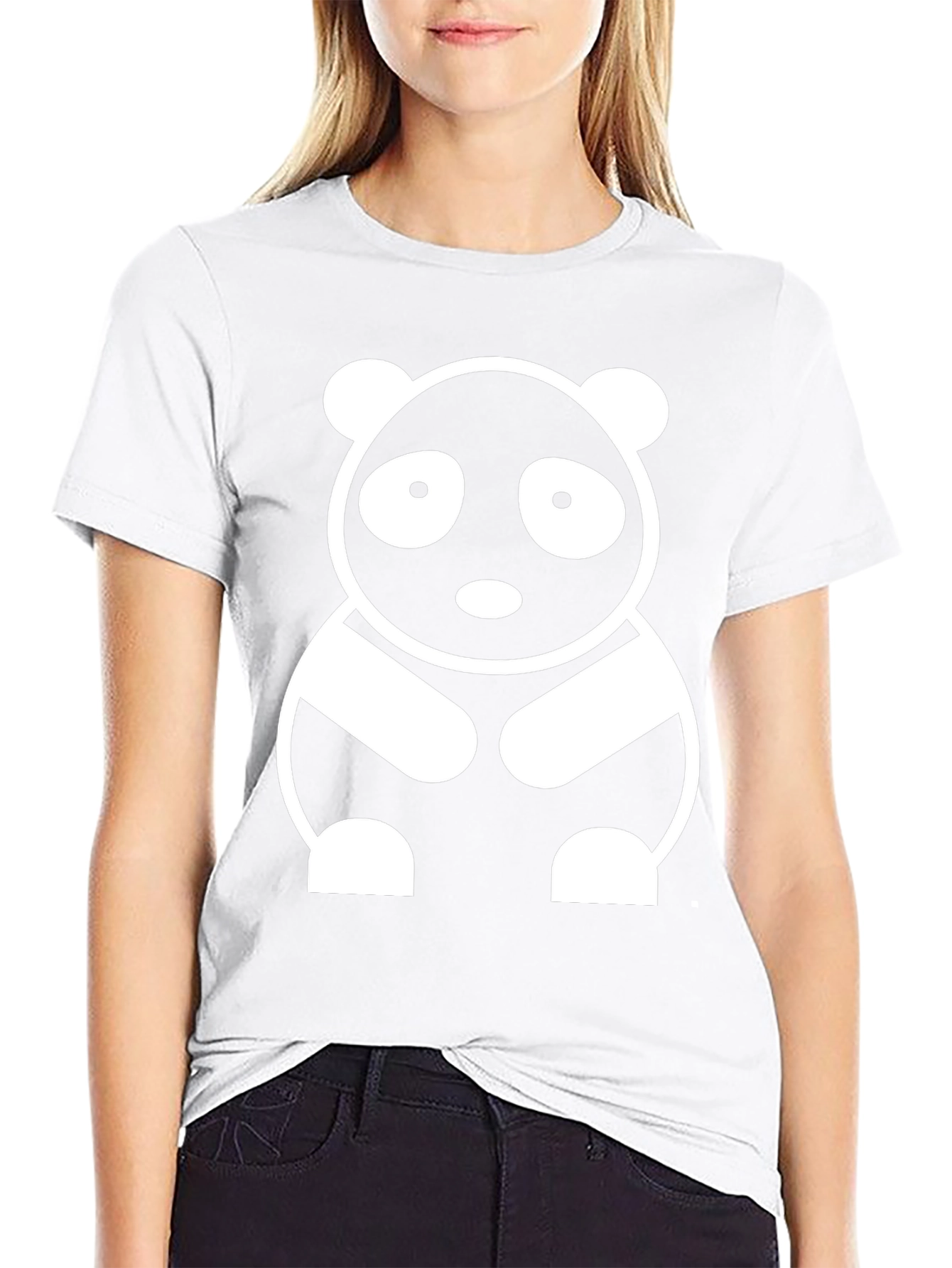 Cute Panda Graphic Tee - Black Cotton T-Shirt