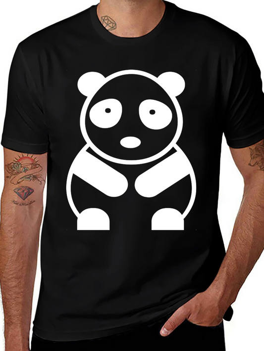 Cute Panda Graphic Tee - Black Cotton T-Shirt