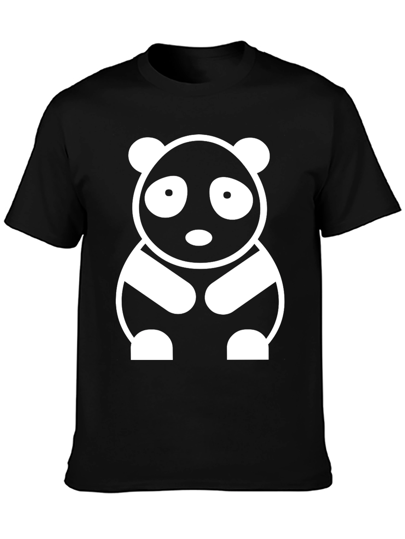 Cute Panda Graphic Tee - Black Cotton T-Shirt