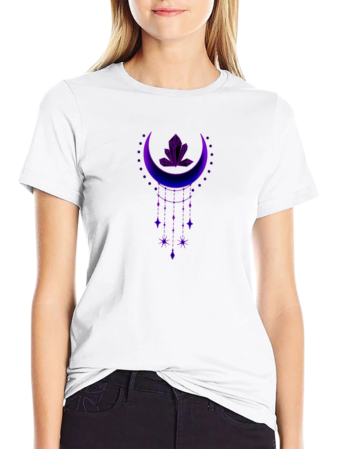 Mystic Moon Crystal Graphic Tee - Black