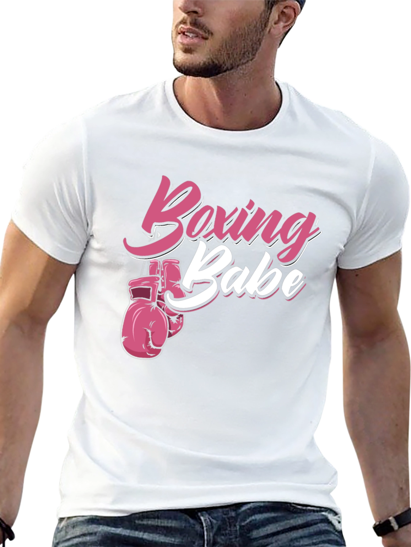 Boxing Babe T-Shirt - Pink Boxing Gloves Design