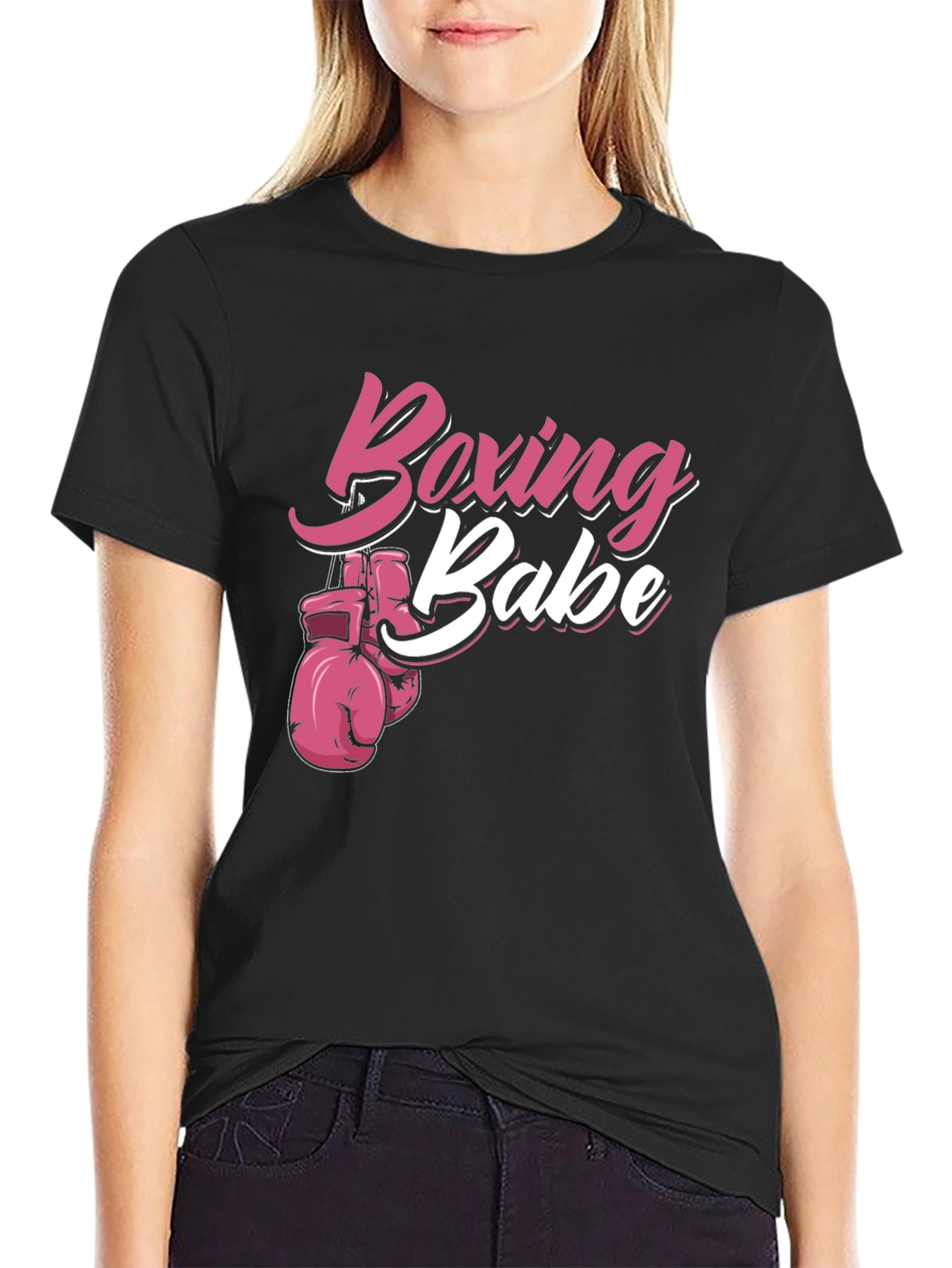 Boxing Babe T-Shirt - Pink Boxing Gloves Design