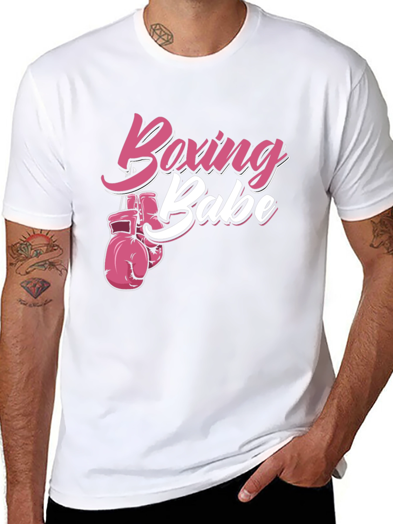 Boxing Babe T-Shirt - Pink Boxing Gloves Design