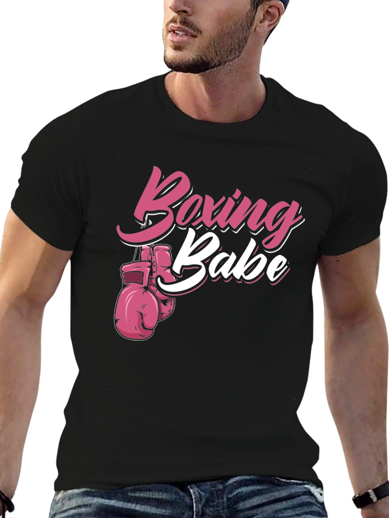 Boxing Babe T-Shirt - Pink Boxing Gloves Design