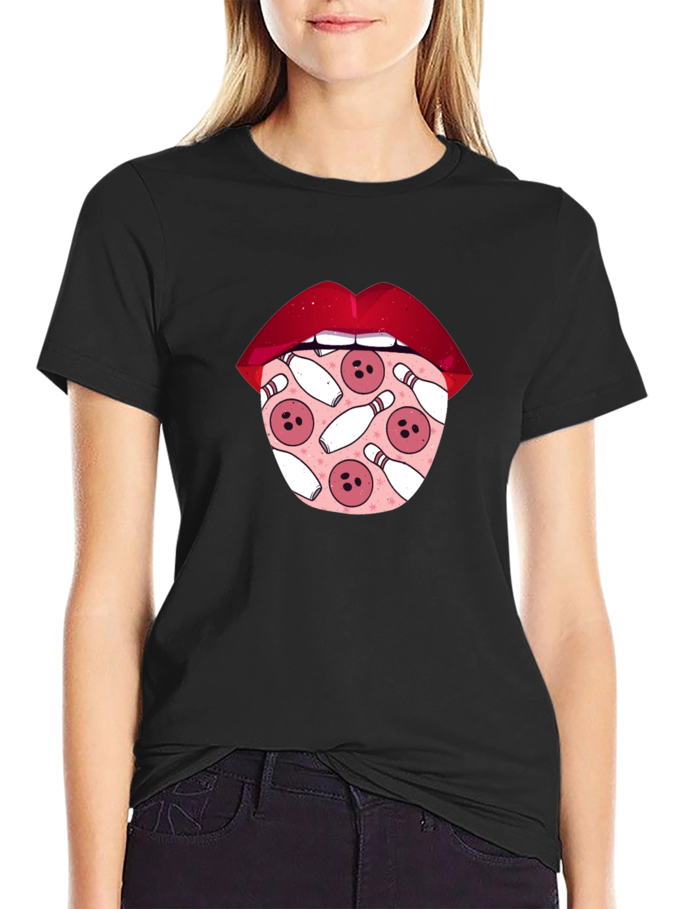 Bowling Lips Graphic Tee - Unique Design