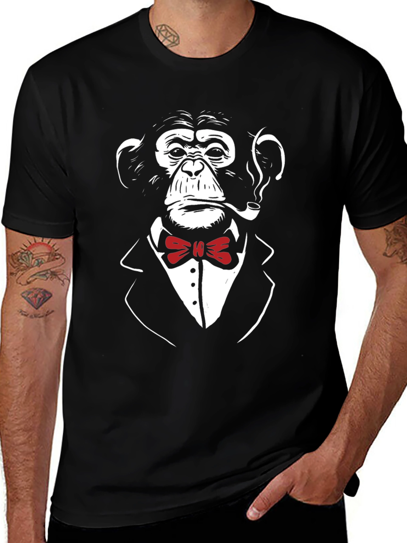 Chimpanzee in Suit T-Shirt - Cool Monkey Bowtie Tee