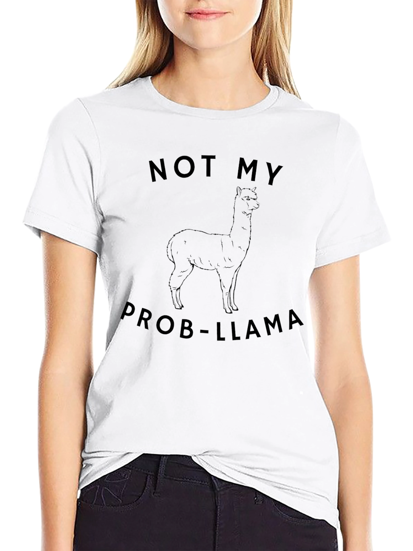Not My Prob-Llama Black Graphic T-Shirt