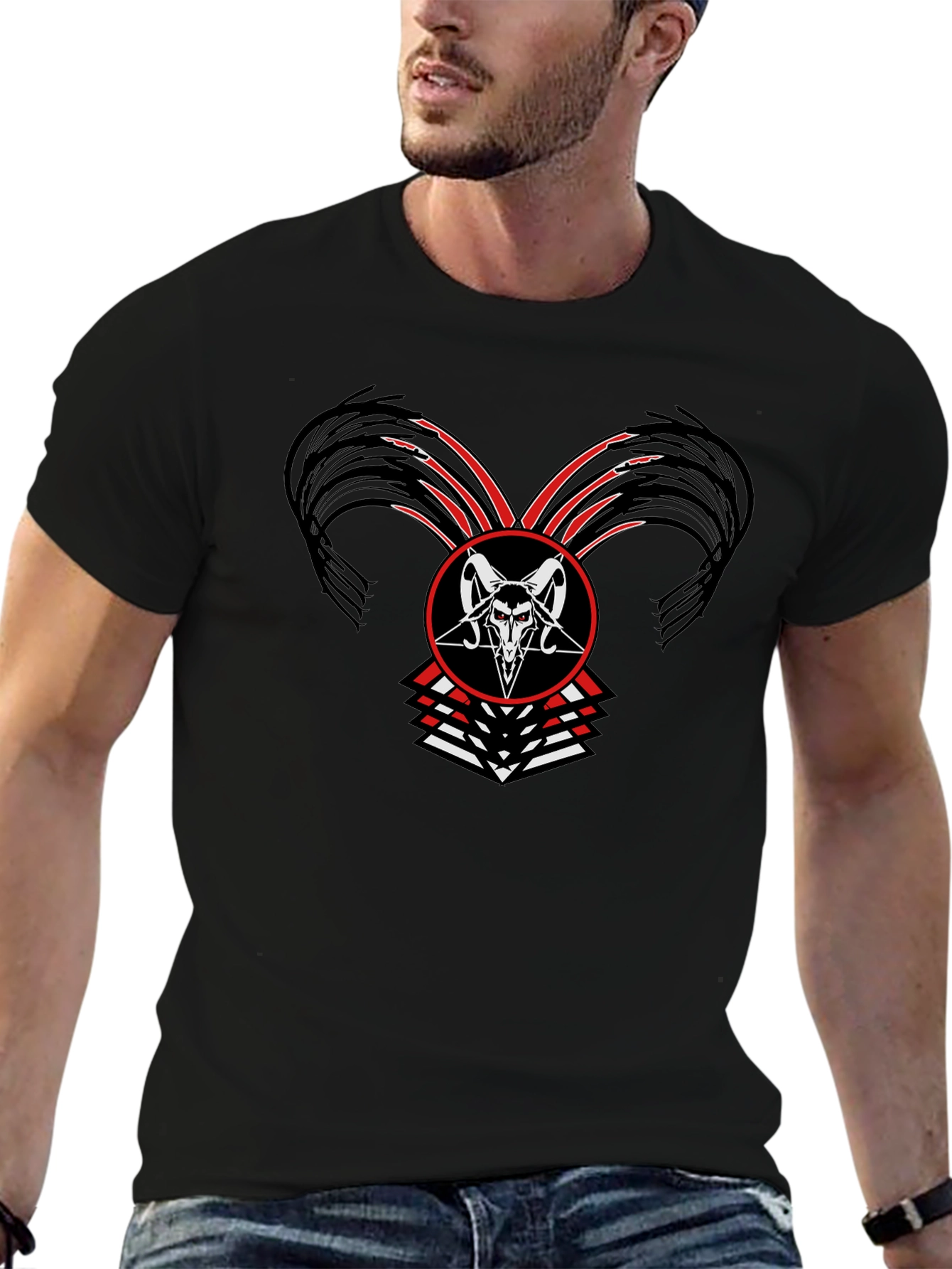 Occult Baphomet Graphic Tee - Black