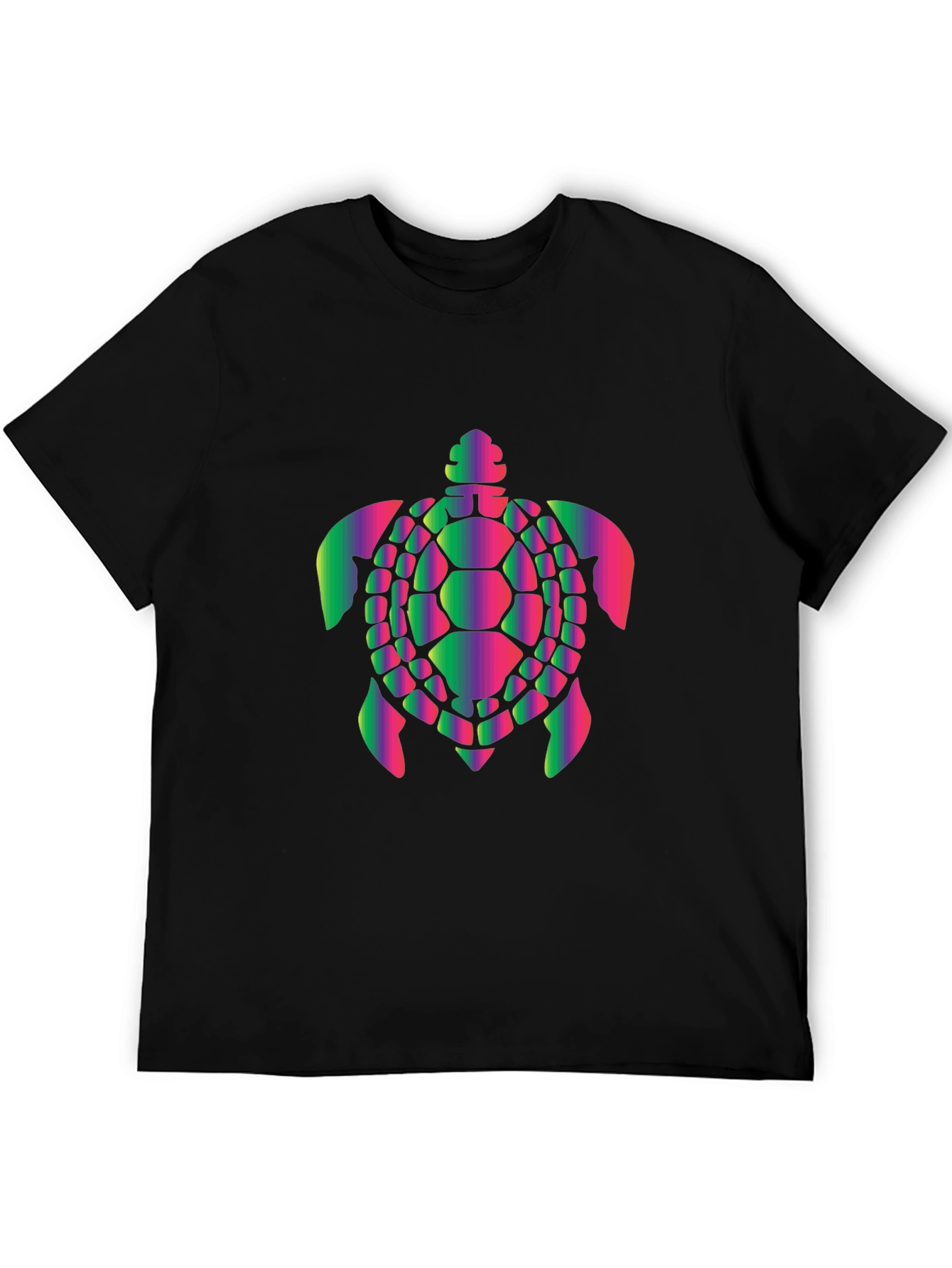 Vibrant Turtle Graphic Black T-Shirt