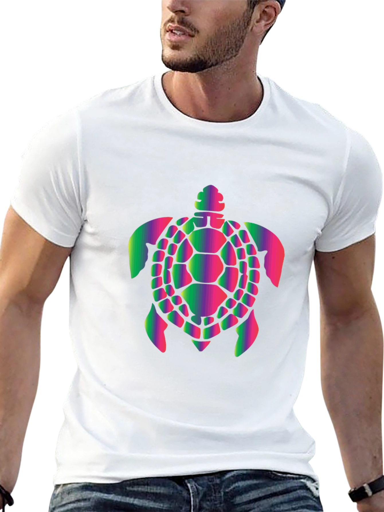Vibrant Turtle Graphic Black T-Shirt