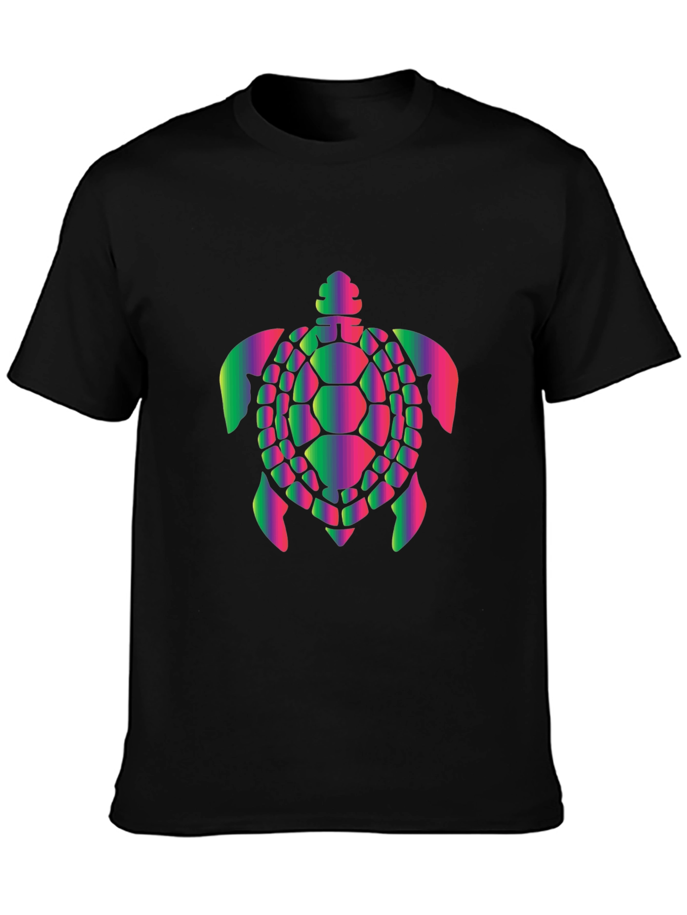 Vibrant Turtle Graphic Black T-Shirt