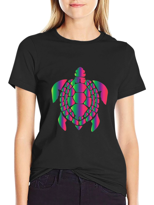 Vibrant Turtle Graphic Black T-Shirt