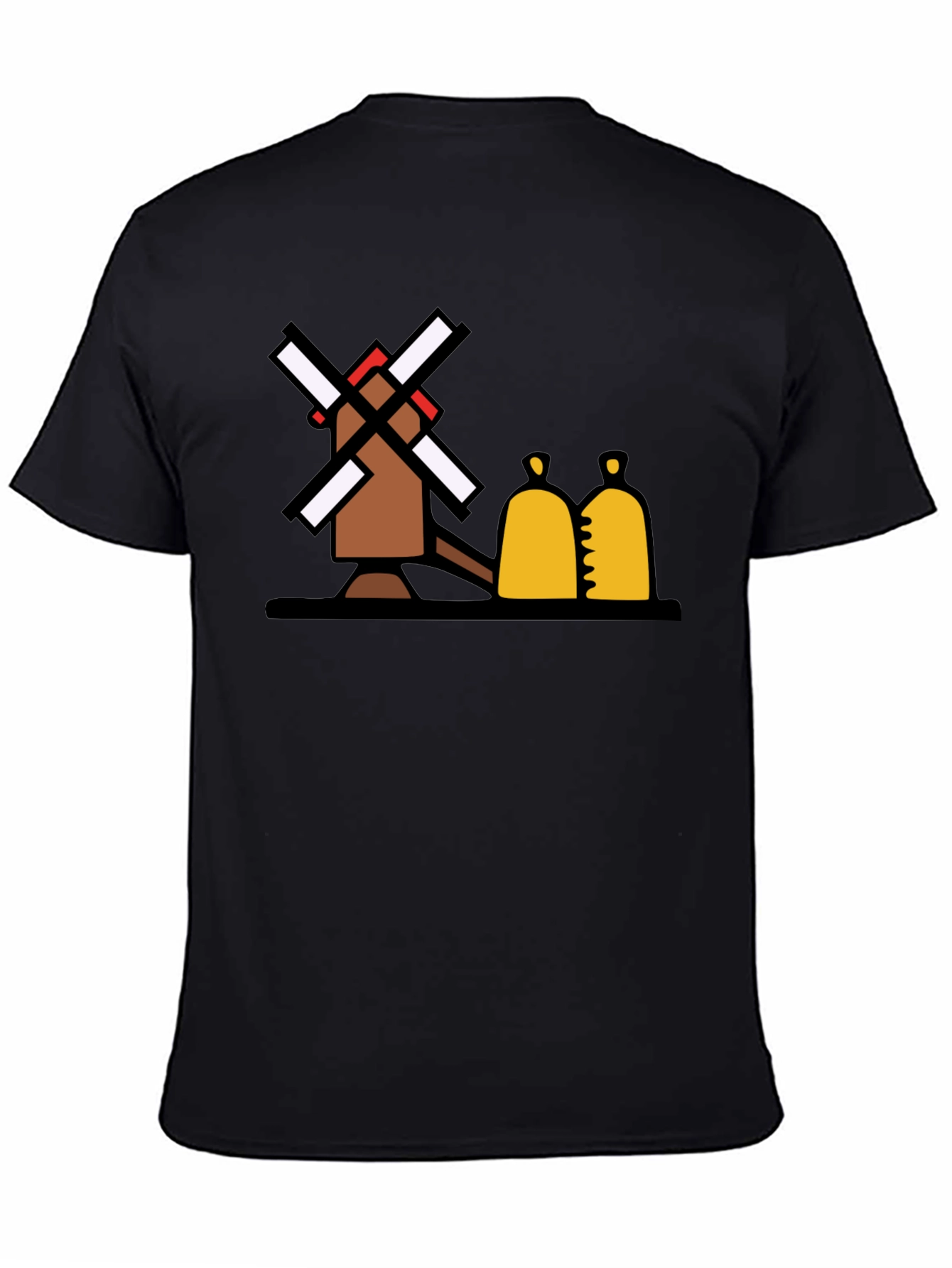 Novelty Windmill Graphic Tee - Black Cotton Blend