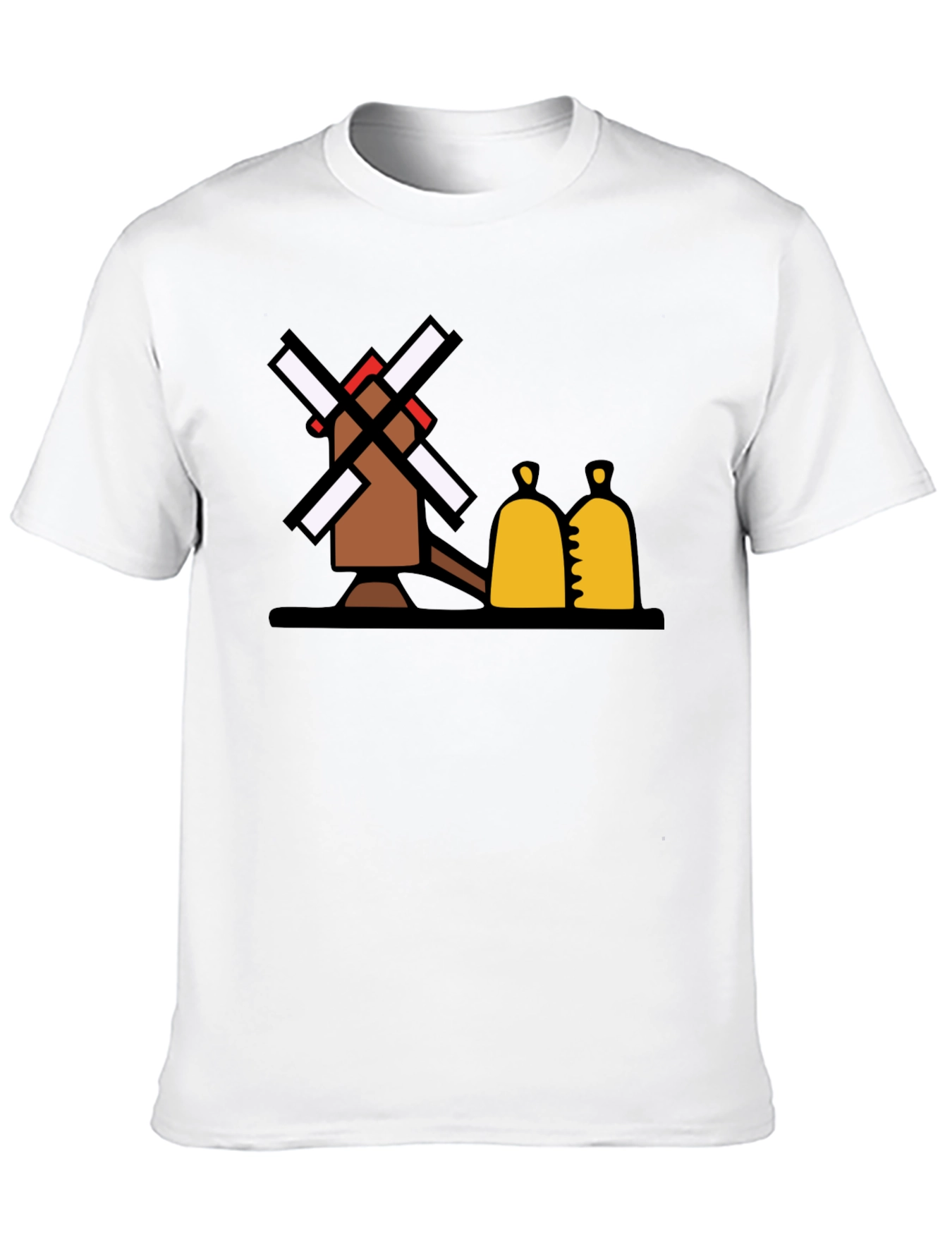 Novelty Windmill Graphic Tee - Black Cotton Blend