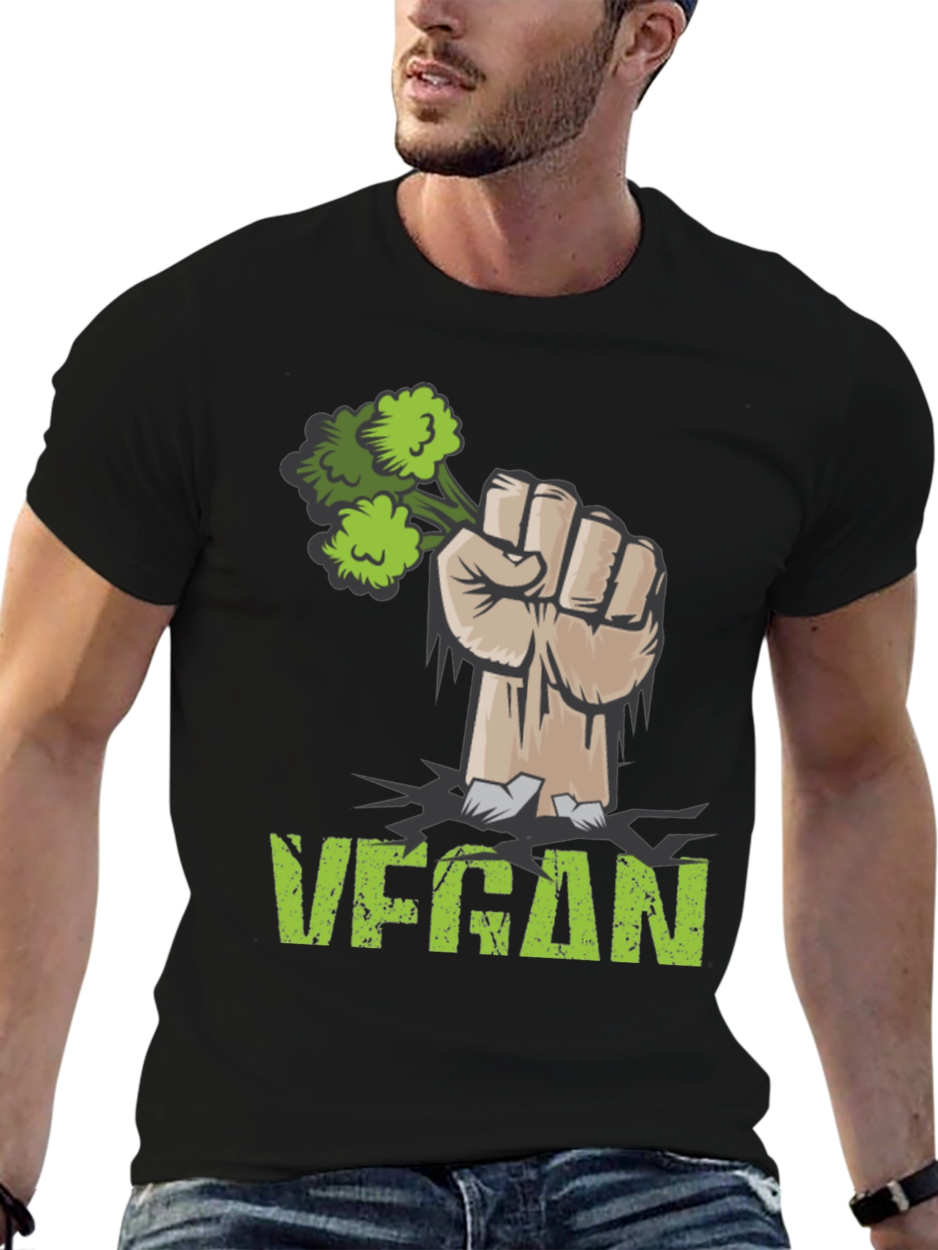 Vegan Broccoli Power Fist T-Shirt
