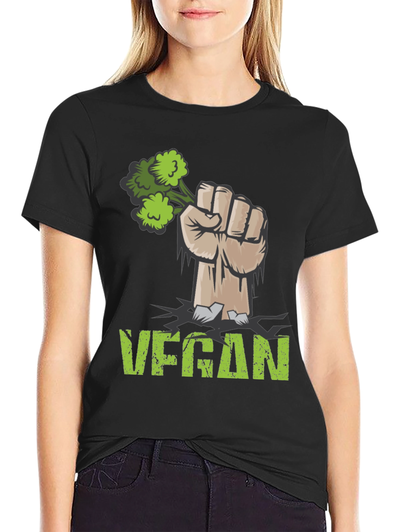 Vegan Broccoli Power Fist T-Shirt