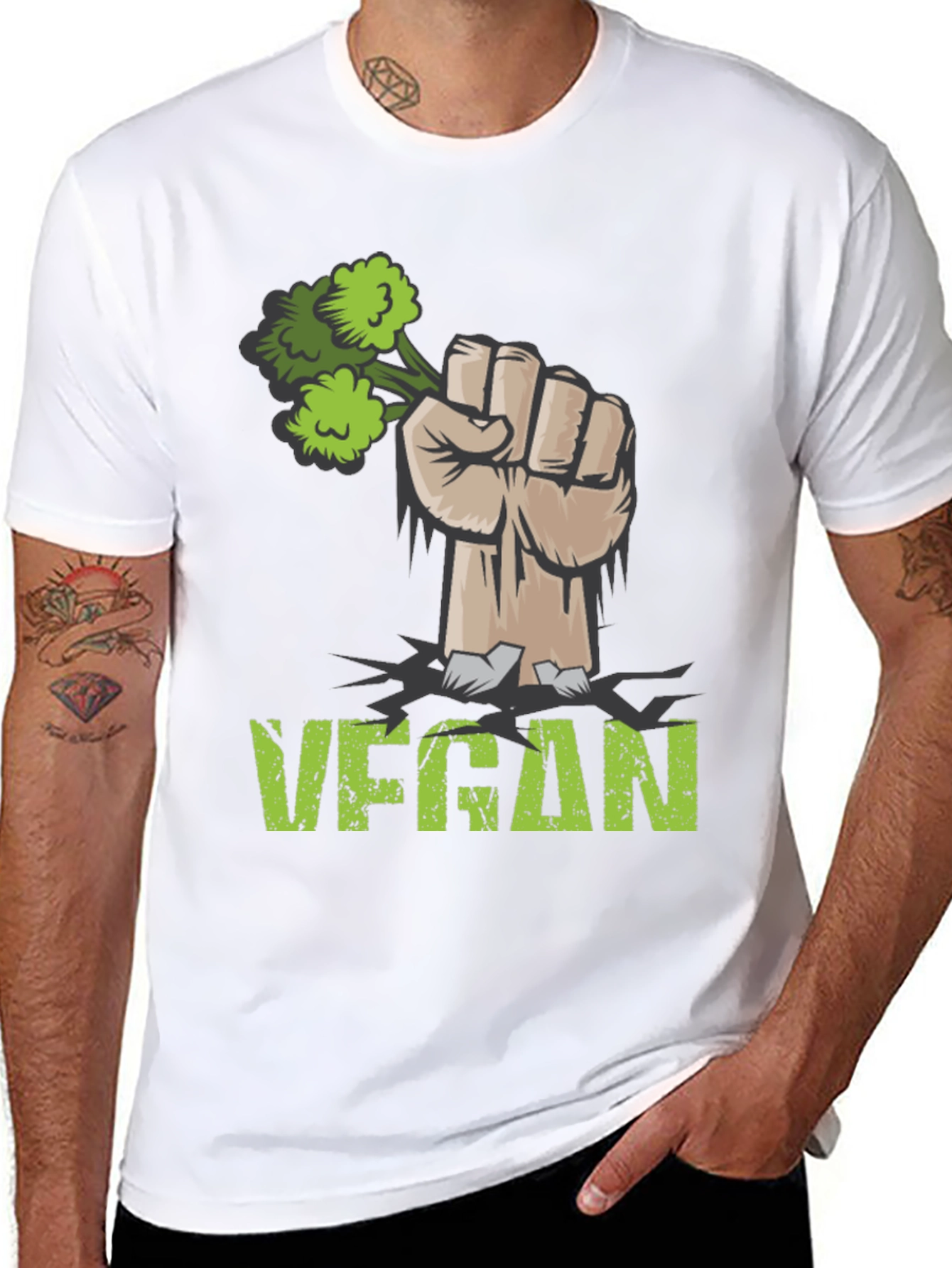 Vegan Broccoli Power Fist T-Shirt