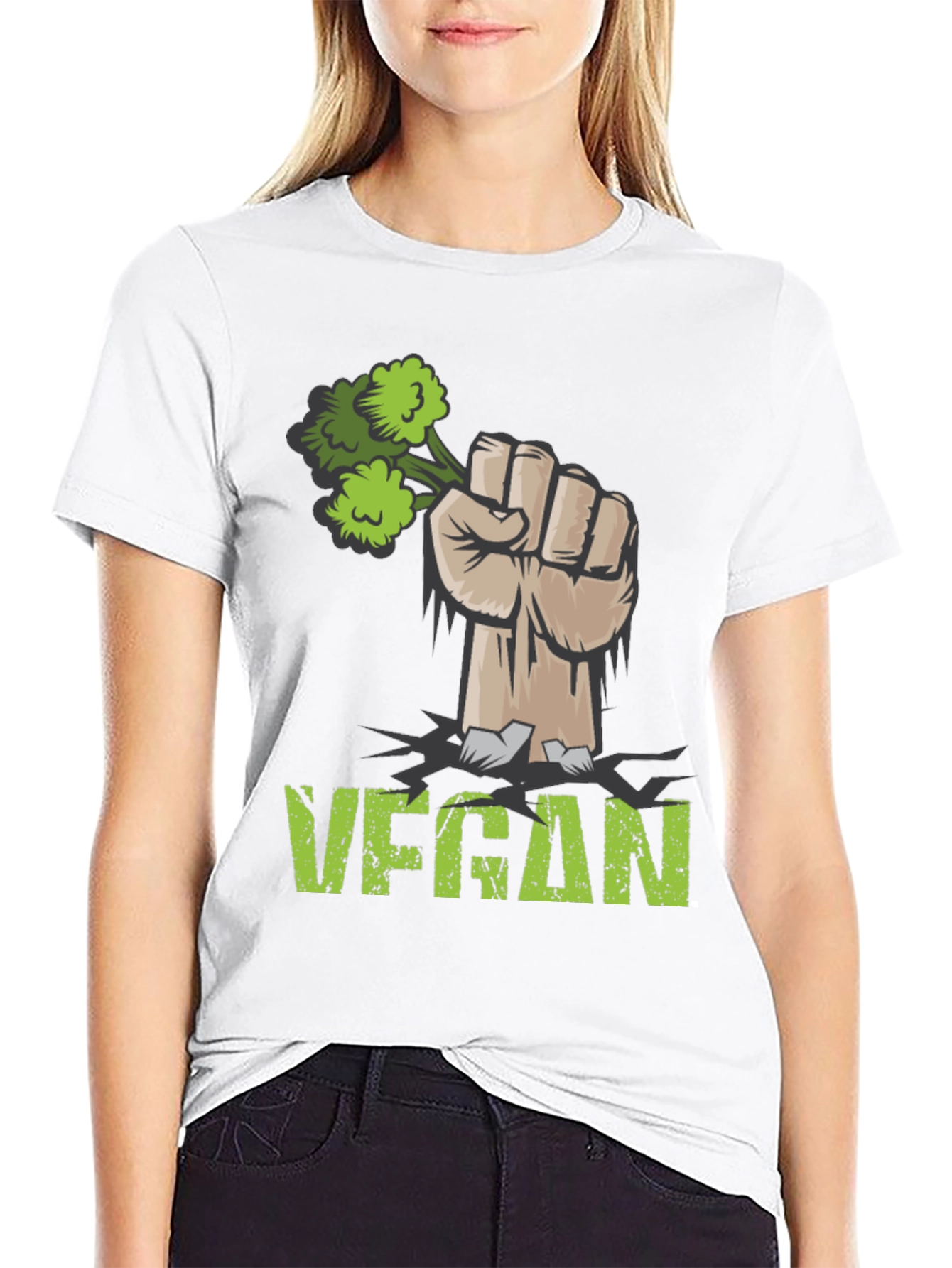 Vegan Broccoli Power Fist T-Shirt