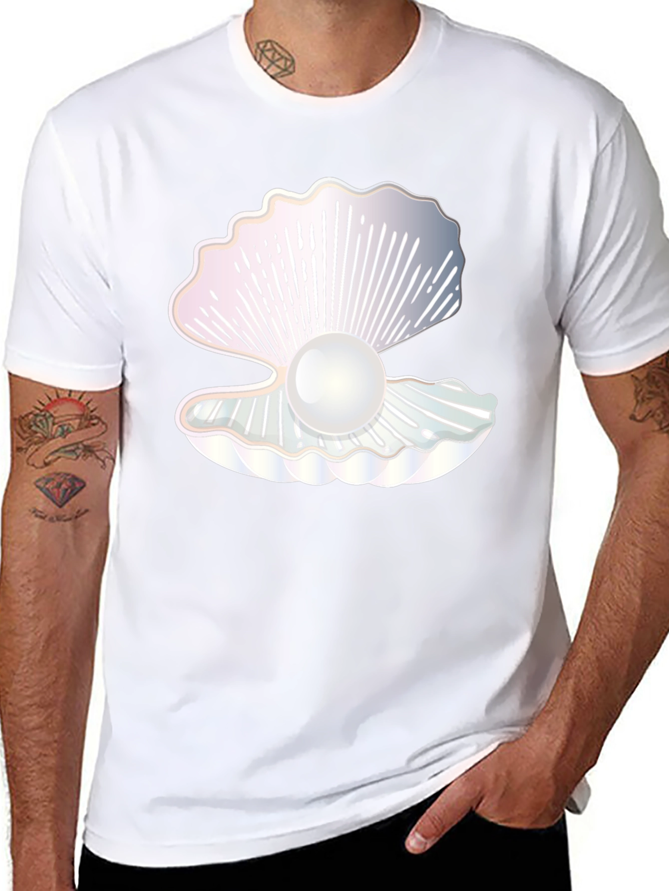 Oyster Pearl Graphic Black T-Shirt
