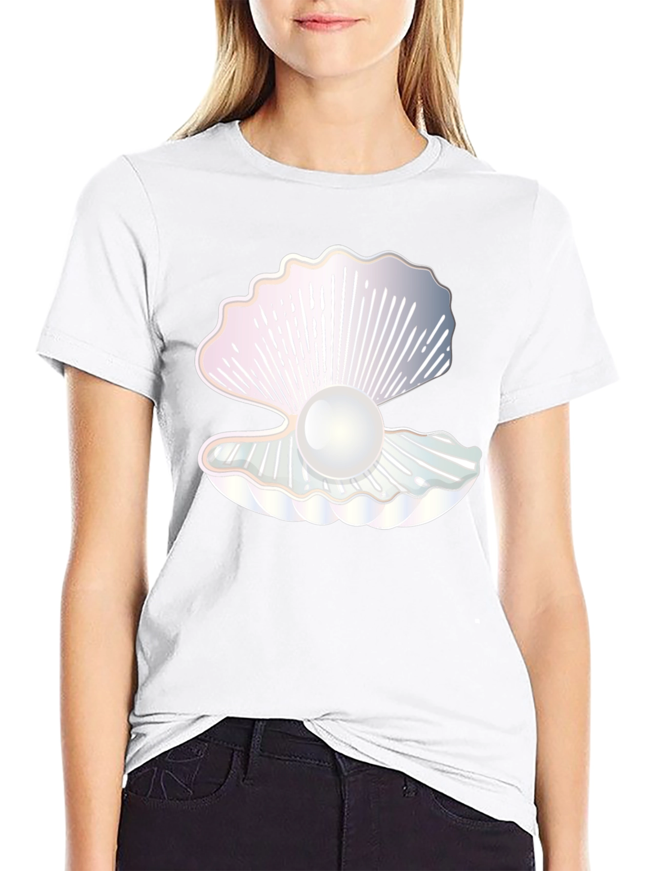 Oyster Pearl Graphic Black T-Shirt