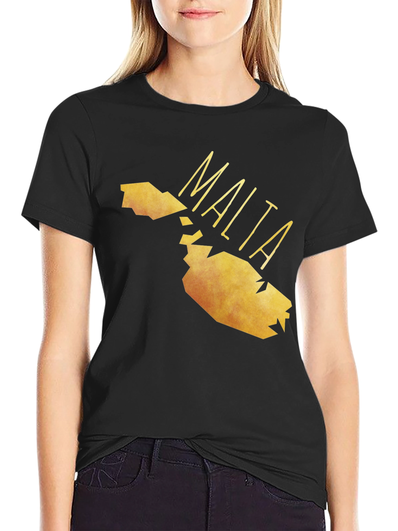 Malta Map Graphic Tee - Black Cotton T-Shirt