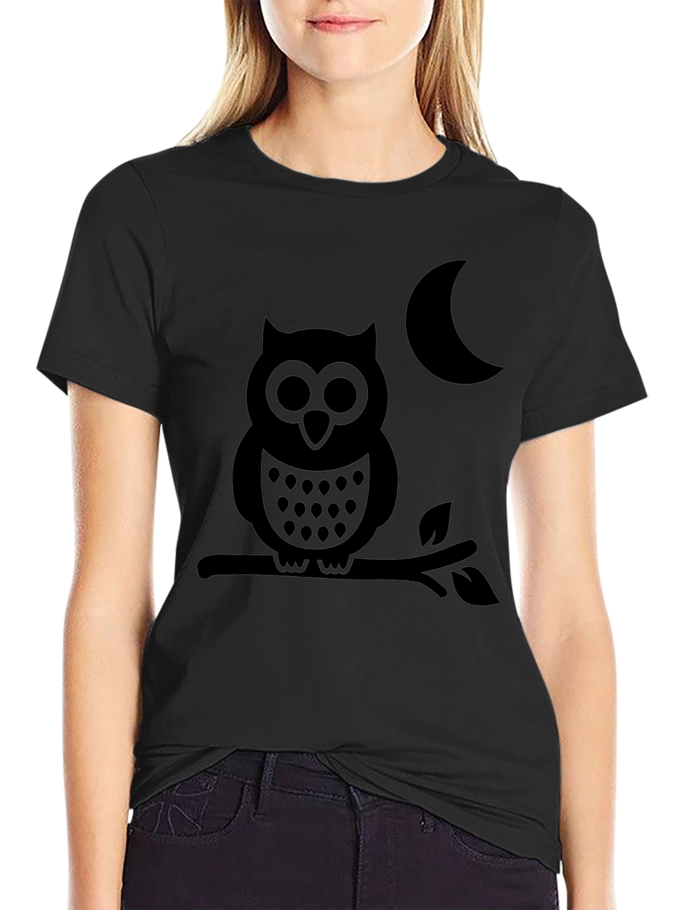 Owl & Moon Black T-Shirt