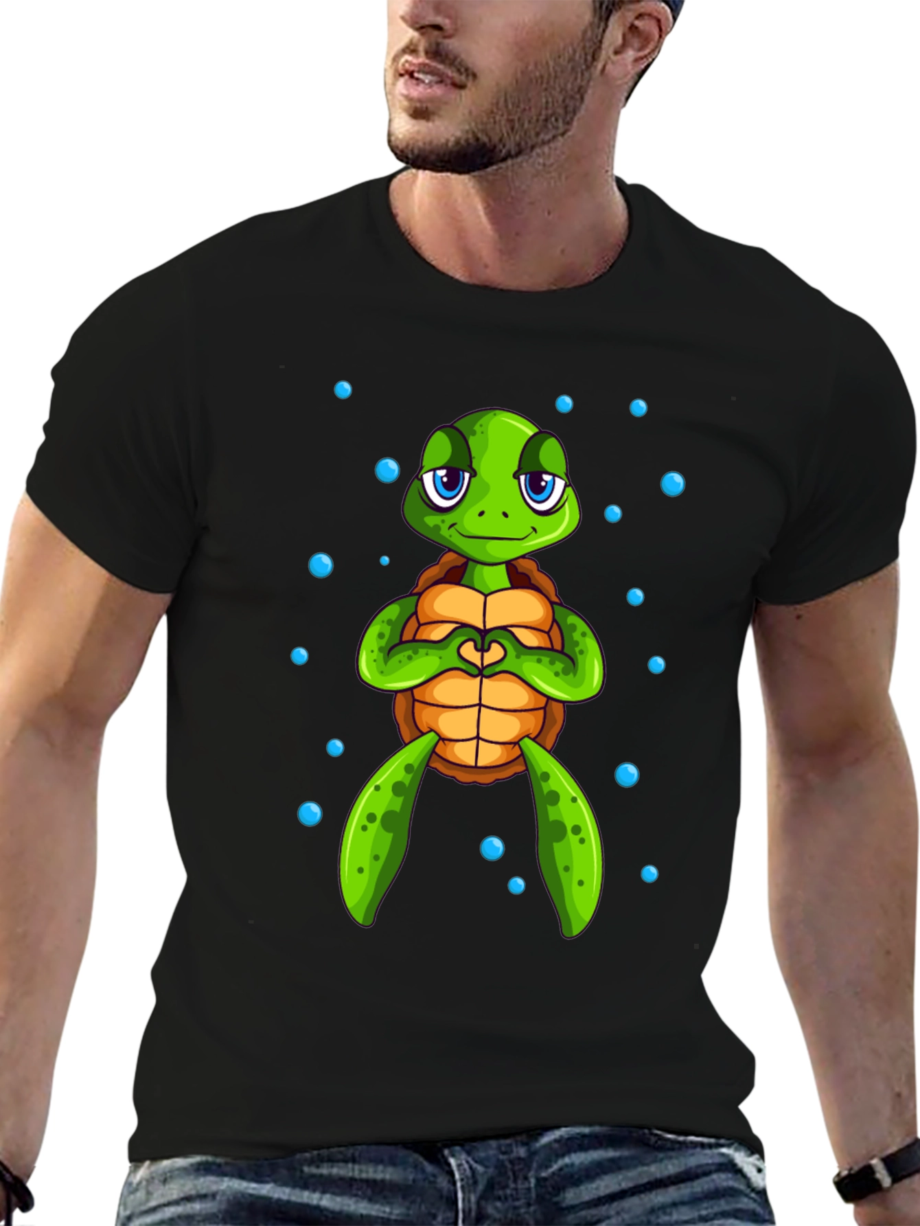 Cute Turtle Heart Hands Graphic Tee
